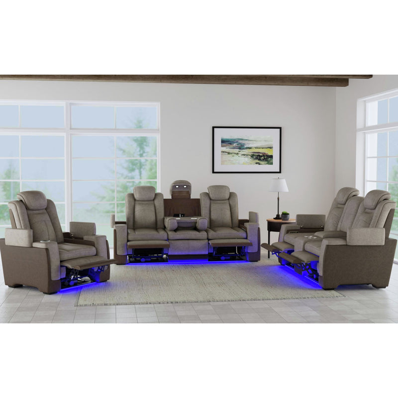 Lantana - Power Motion Sofa With Power Headrest, LED, Ddt, Reading Light And PWS - Rocky Gray/Brown