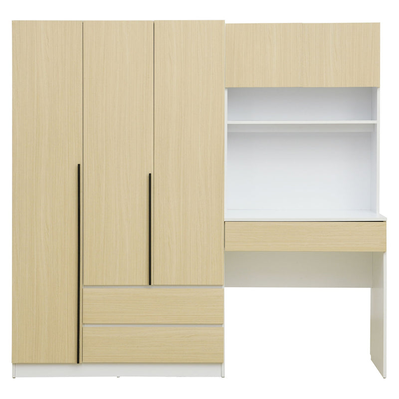 3 Door Storage Desk Wardrobe For Bedroom With Shelves And 3 Drawers