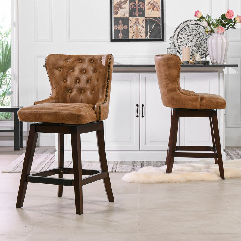 Holmes - Tufted High Back 360 Swivel Counter Height Barstool