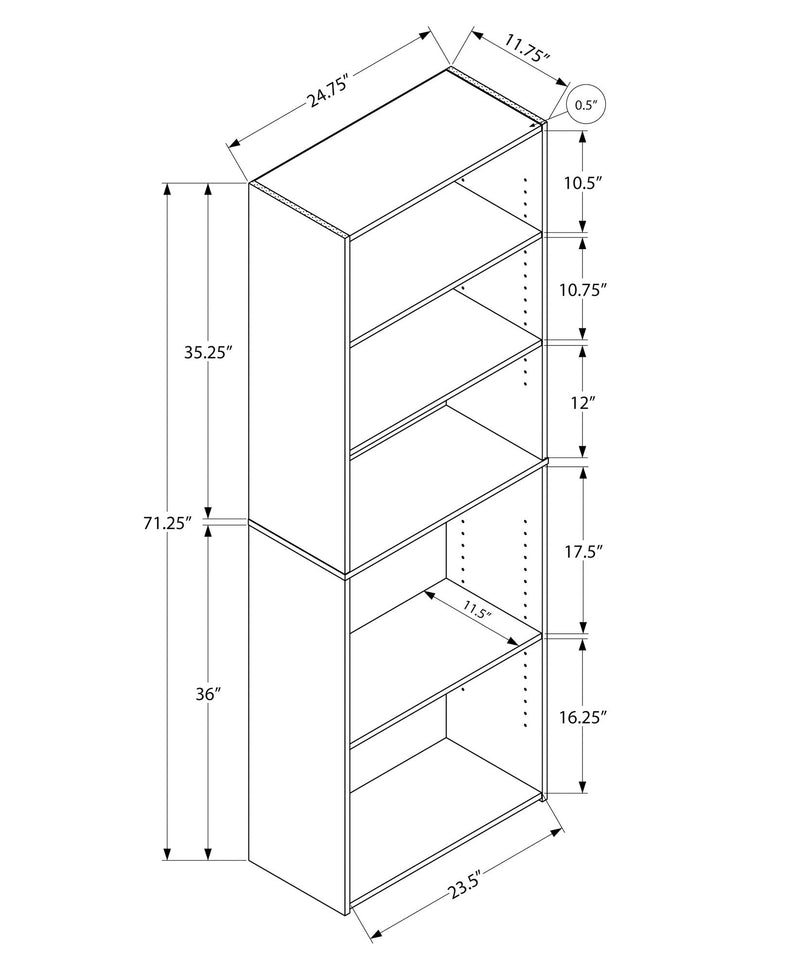 Bookshelf, Bookcase, 6 Tier, For Office, Transitional