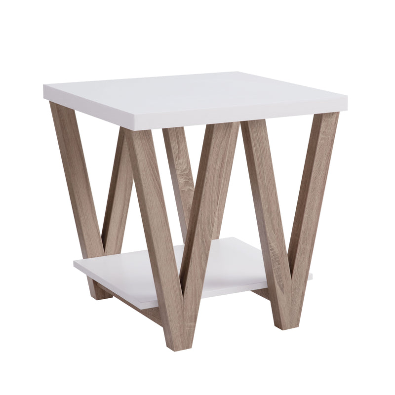 Coffee End Table (Set of 2) - White / Dark Taupe