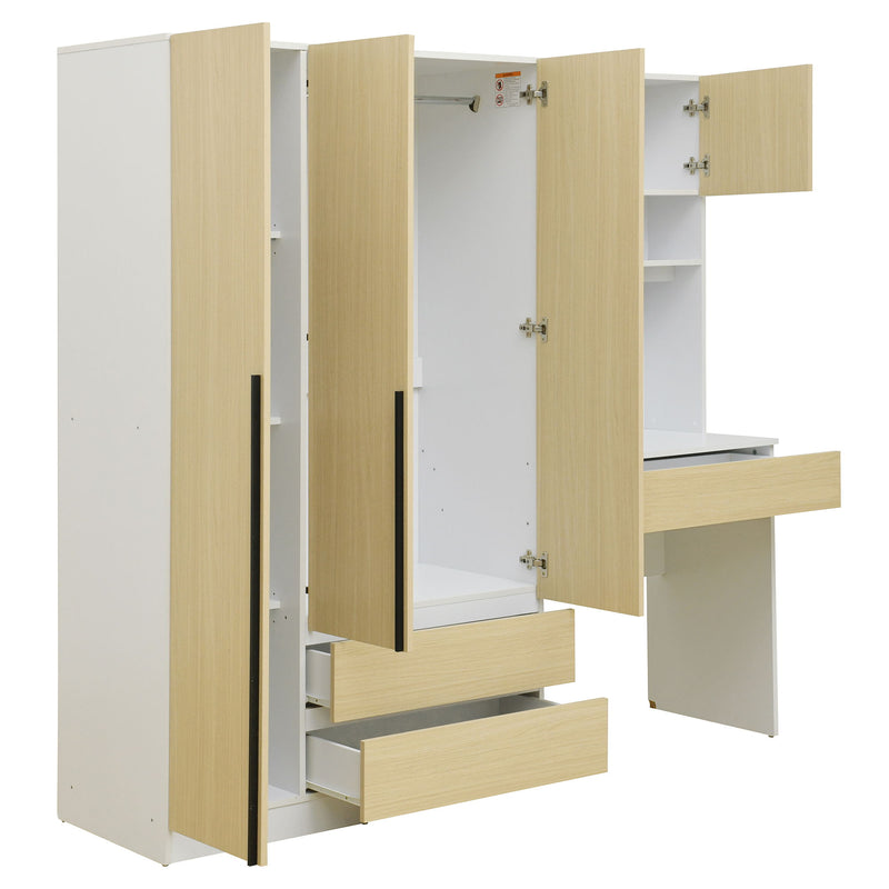 3 Door Storage Desk Wardrobe For Bedroom With Shelves And 3 Drawers