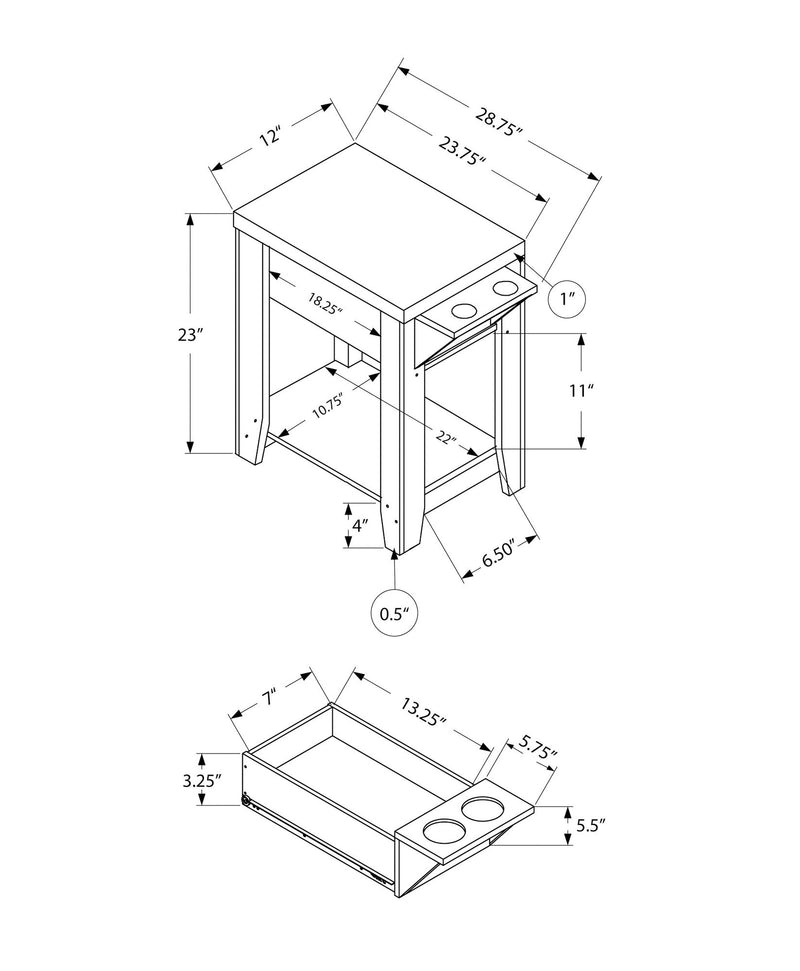 Accent Side Table, Storage, Lamp, Transitional Space-Saving Design