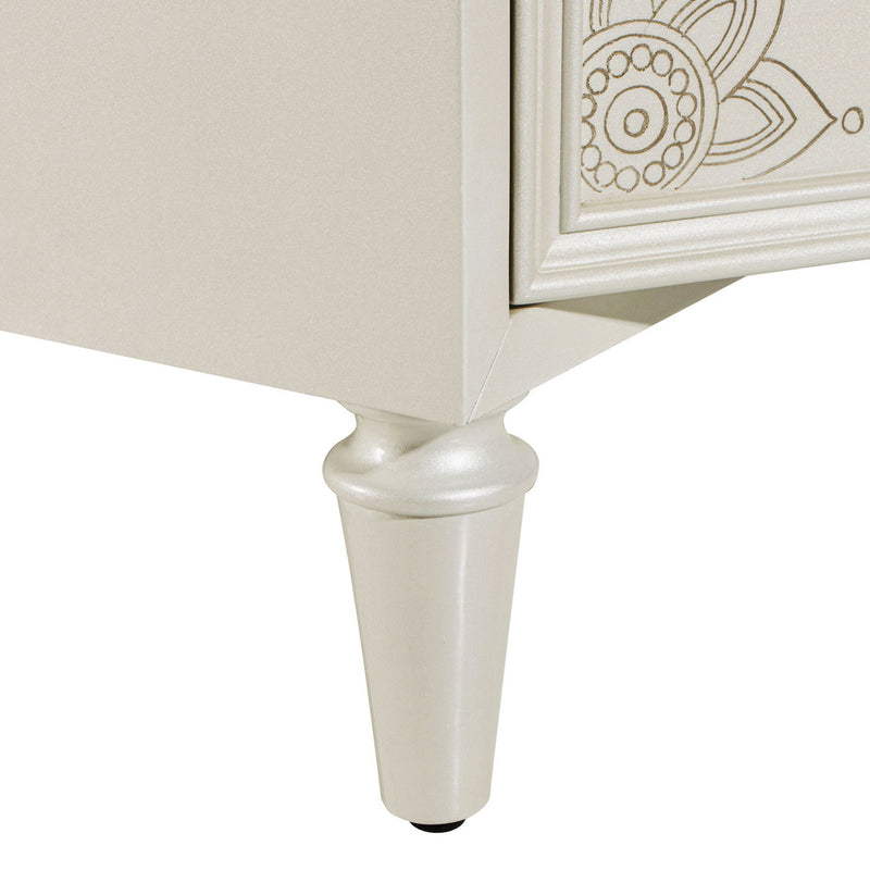 Mahal - Hand Painted Mandala Lacquered Sideboard - Ivory Off-White