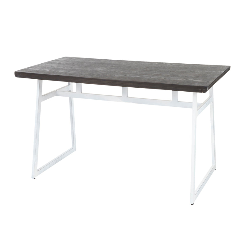 Geo - Industrial Dining Table - Vintage White / Espresso