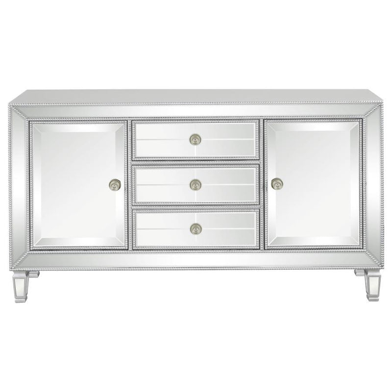 Leticia 3-Drawer Mirrored Storage Accent Cabinet - Silver - Atlantic Fine Furniture Inc