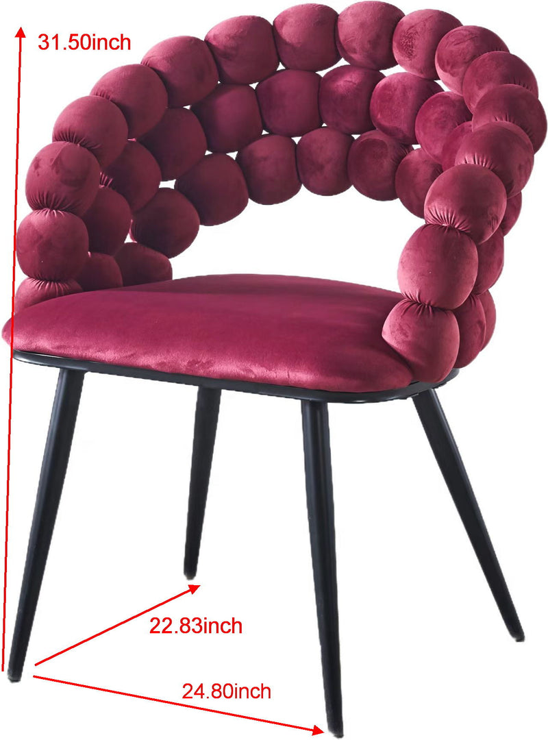 Modern Chair With Golden Color Iron Tube Legs, Soft Cushions And Comfortable Backrest, Suitable For Dining Room, Living Room, Cafe, Hairball Back