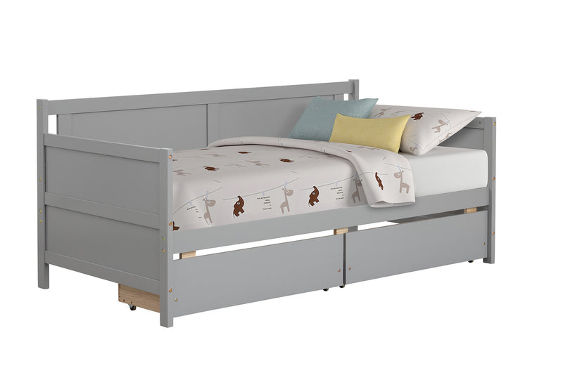 Daybed with two drawers, Twin size Sofa Bed,Storage Drawers for Bedroom,Living Room ,Grey(New SKU:W504P149044)