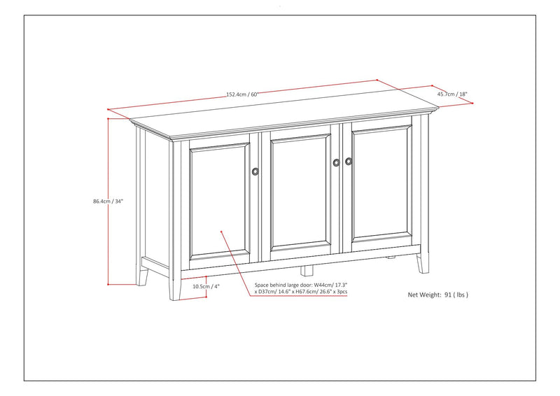 Amherst - Wide 3 Door Storage Cabinet - Hickory Brown