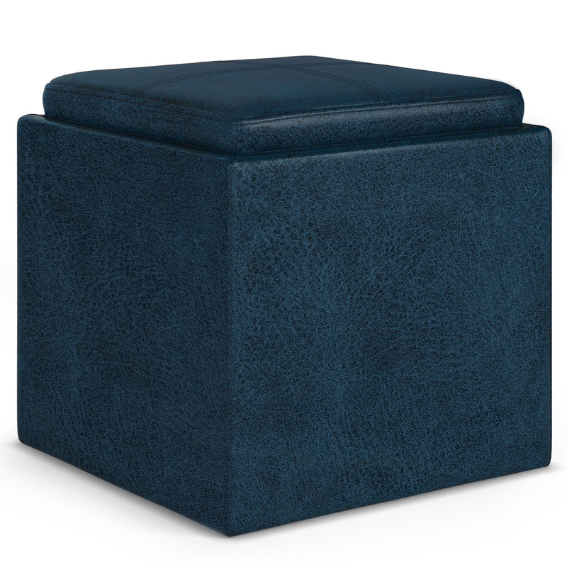 Rockwood - Upholstered Cube Storage Ottoman With Tray