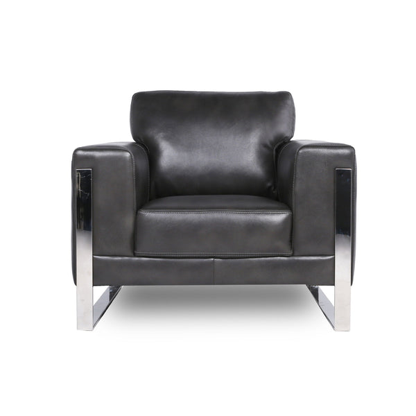 Modern Leather Metal Leg Chair