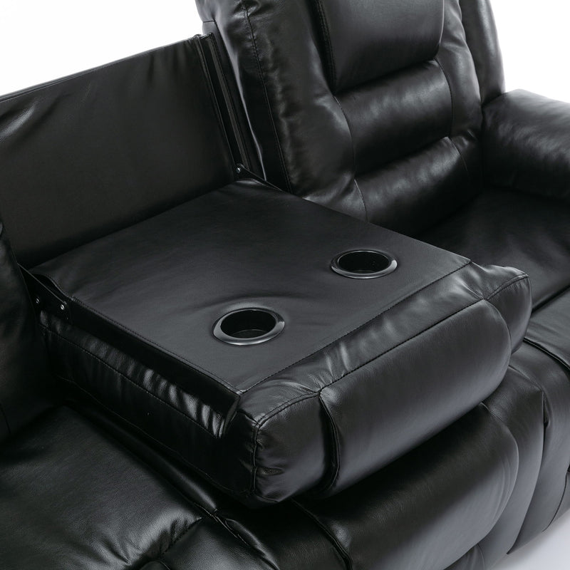 3 Seater Home Theater Recliner Manual Recliner Chair With Two Built-In Cup Holders For Living Room