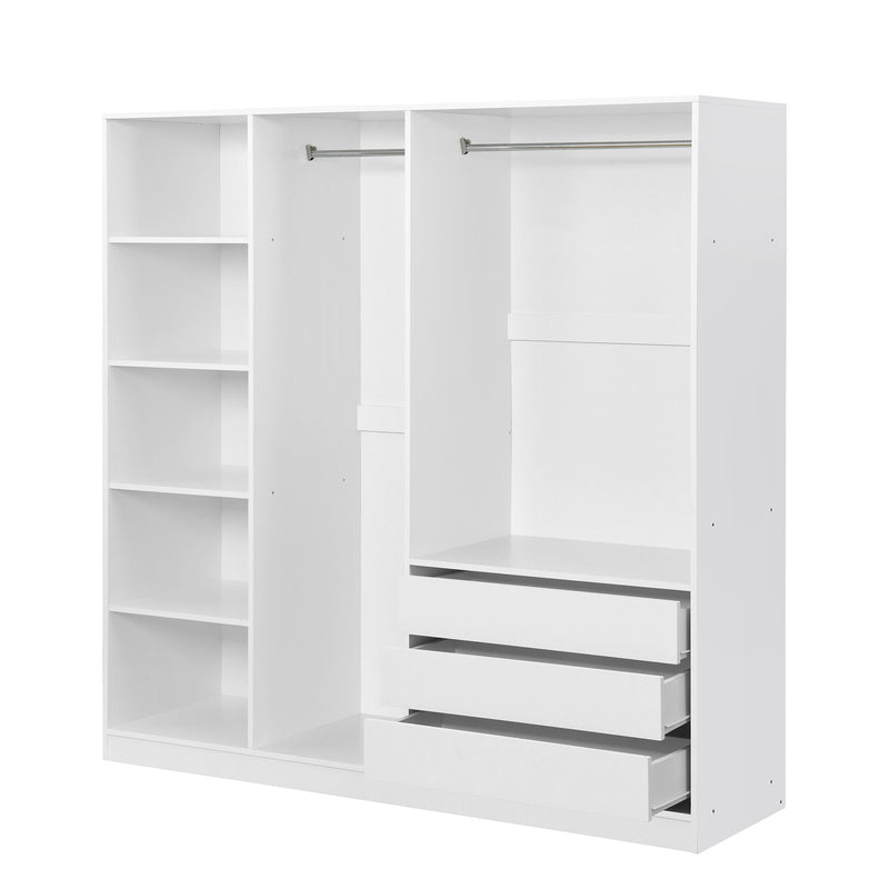 Doorless Storage Wardrobe For Dedroom With Shelves And 3 Drawers