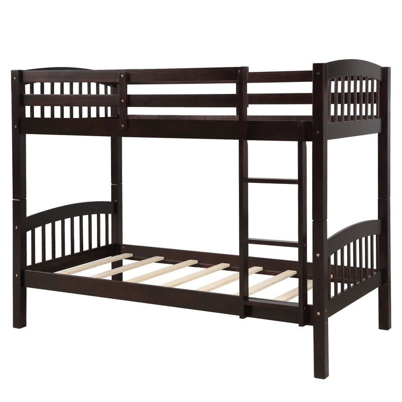 Twin Over Twin Bunk Bed With Ladder - Espresso