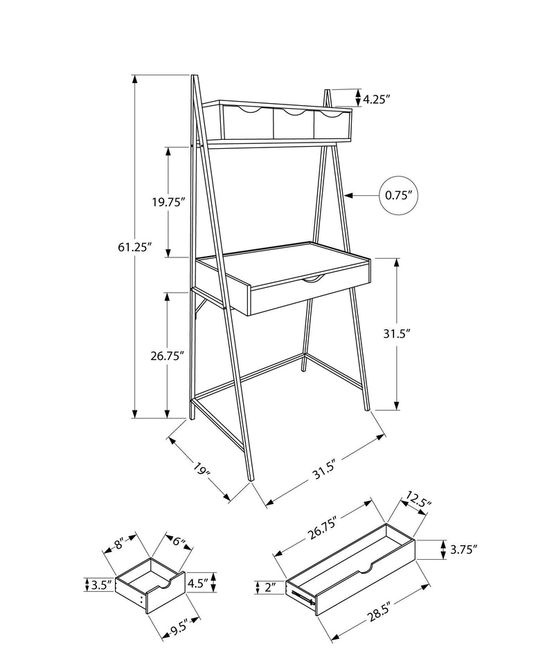 Computer Desk For Home Office, Laptop, Leaning, Storage Drawers, Contemporary & Modern