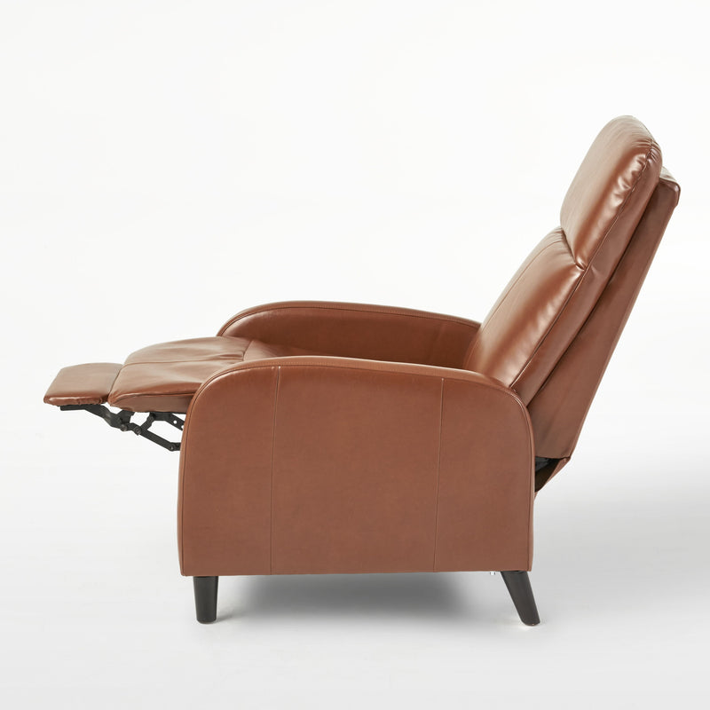 Wide Faux Leather Push Back Standard Recliner - Hazelnut