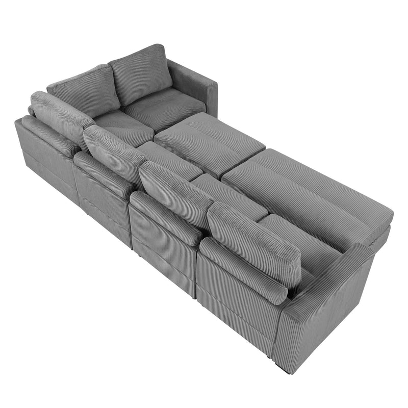 Sectional Couch Sofa Bed Modular Sofa With Two Movable Ottomans For Living Room