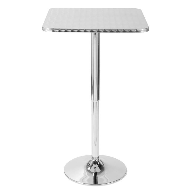 Bistro - Contemporary Adjustable Square Bar Table - Silver