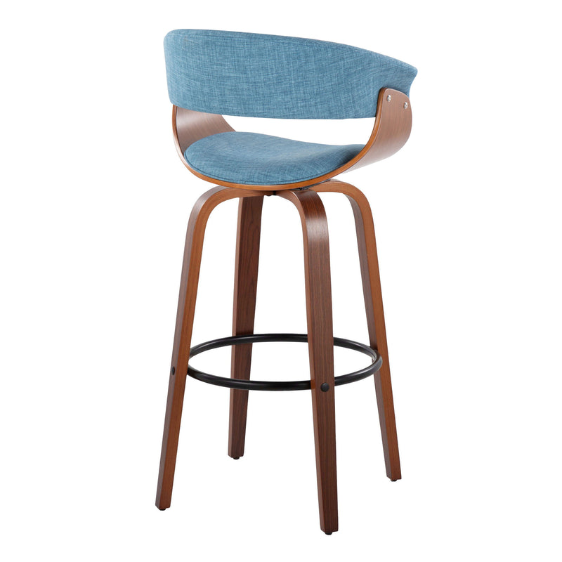 Vintage Mod - Mid Century Modern Fixed Height Barstool With Swivel & Round Footrest (Set of 2)