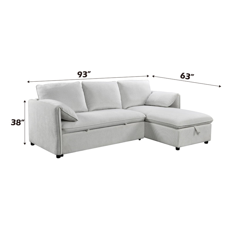 Yaroslav - Chenille Reversible Sectional Sofa With Sleeper Storage - Cream