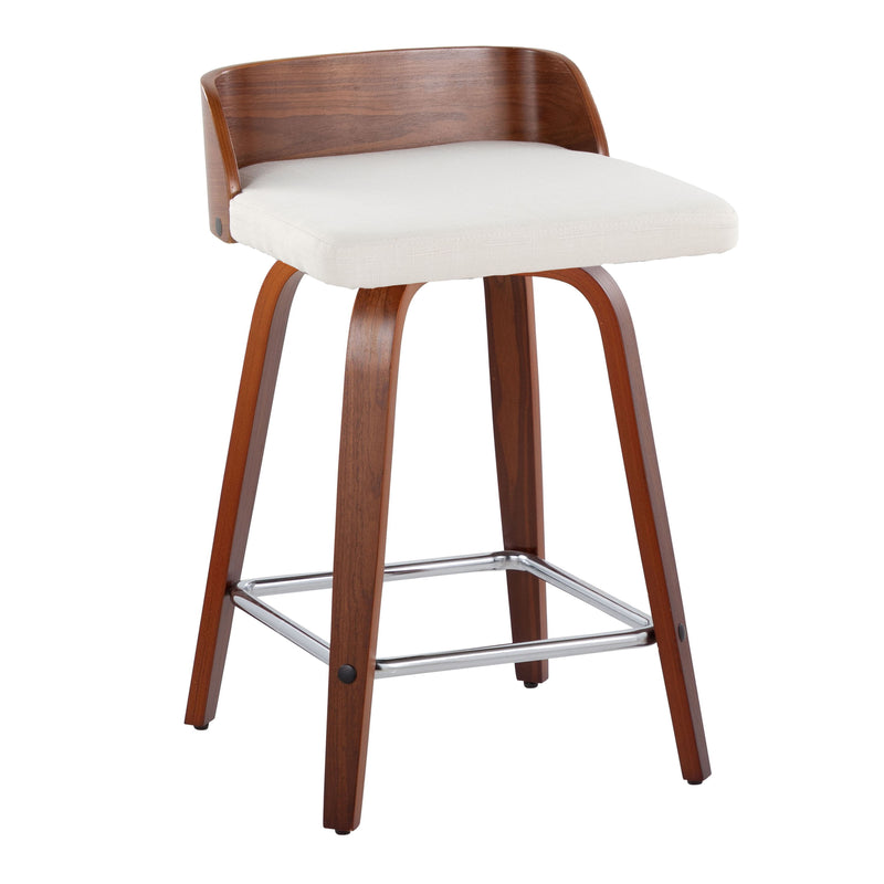 Maya - Mid Century Modern Fixed Height Counter Stool With Swivel With Square Footrest (Set of 2)