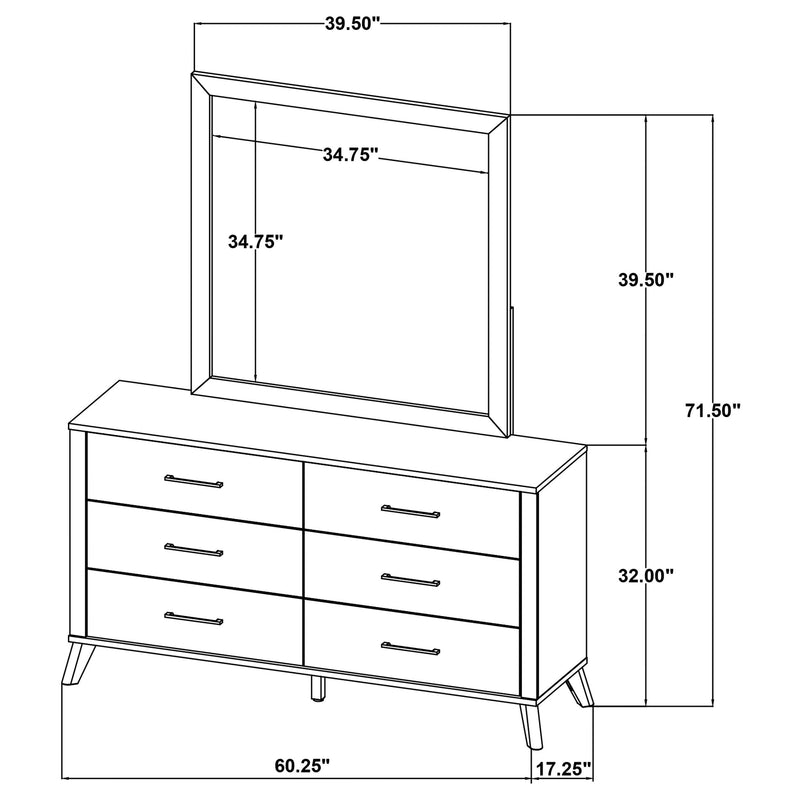 Kaywood - 6-Drawer Dresser And Mirror - Natural Pine