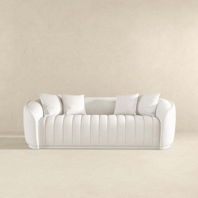 Markus - Mid-Century Modern Luxury Tight Back Couch - White