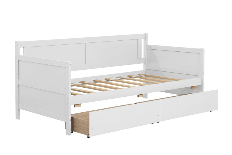 Daybed with two drawers, Twin size Sofa Bed, Two Storage Drawers for Bedroom,Living Room ,White(New SKU:W504P149045)