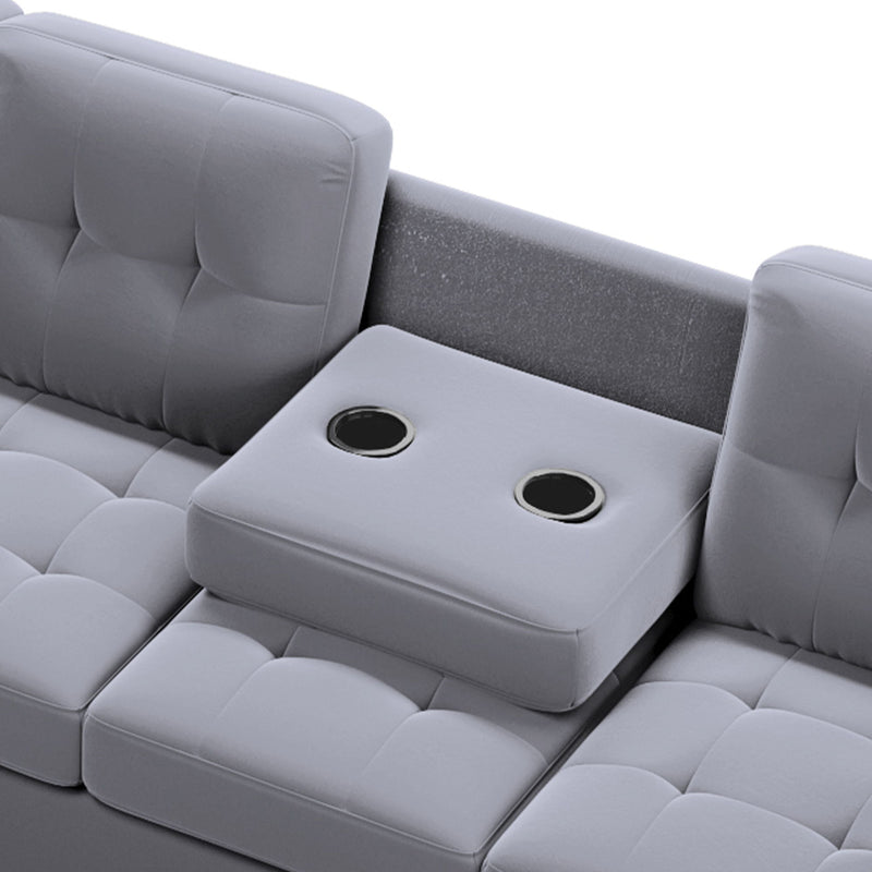 Sectional Sofa With Reversible Chaise Lounge, L-Shaped Couch With Storage Ottoman And Cup Holders