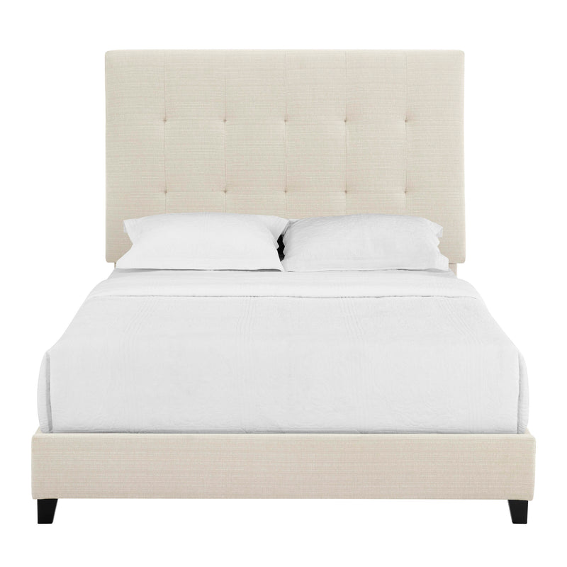 Bridgevine Home Queen Size Beige Tufted Upholstered Platform Bed