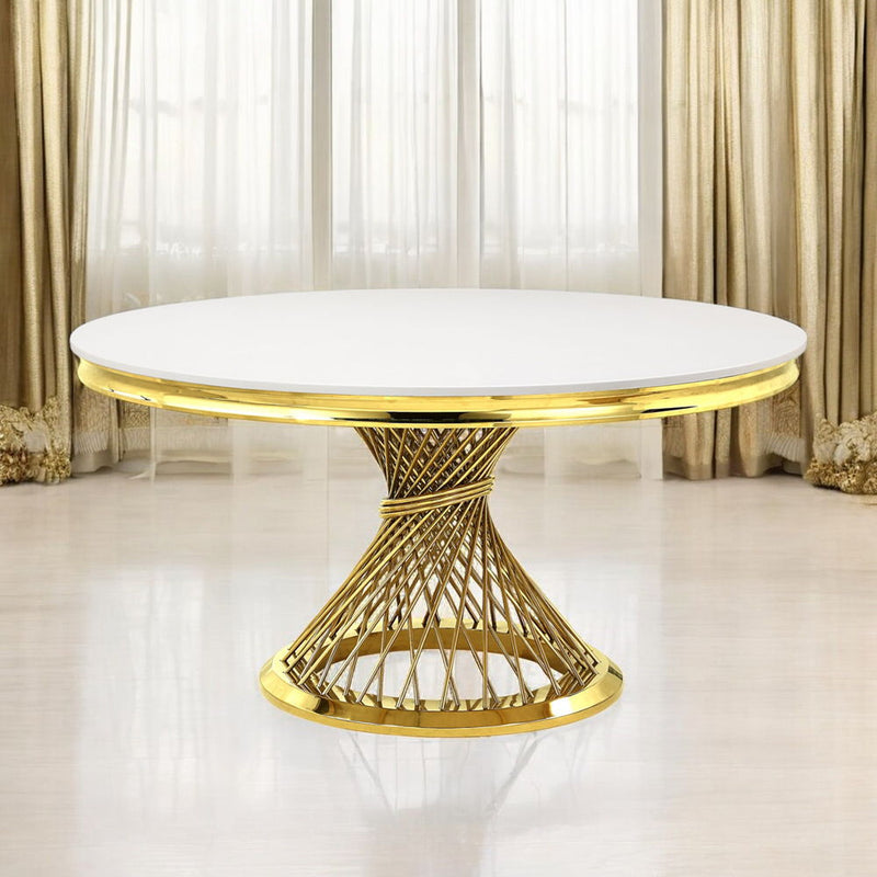 Fallon - Dining Table - Faux Marble Top & Mirrored Gold Finish