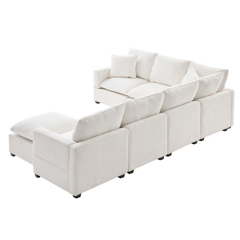 Modern U-Shape Modular Sofa, 7 Seat Chenille Sectional Couch Set With 2 Pillows Included, Freely Combinable Indoor Funiture For Living Room, Apartment, Office