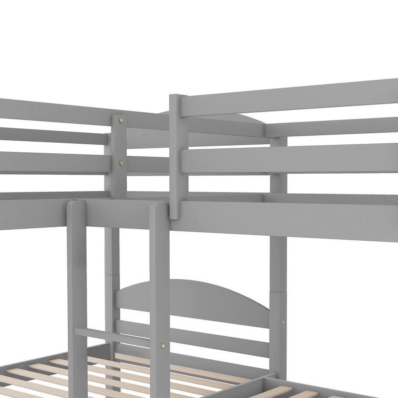 Twin L-Shaped Bunk bed with Trundle-Gray{OLD SKU:LP000024AAE}