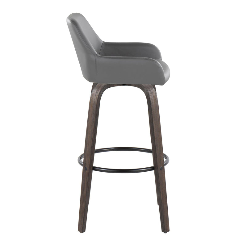 Daniella - Contemporary Fixed Height, Barstool With Swivel With Round Footrest (Set of 2)