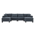 Corduroy Modular Sectional Sofa, U Shaped Couch With Armrest Bags, 6 Seat Freely Combinable Sofa Bed, Comfortable And Spacious Indoor Furniture For Living Room