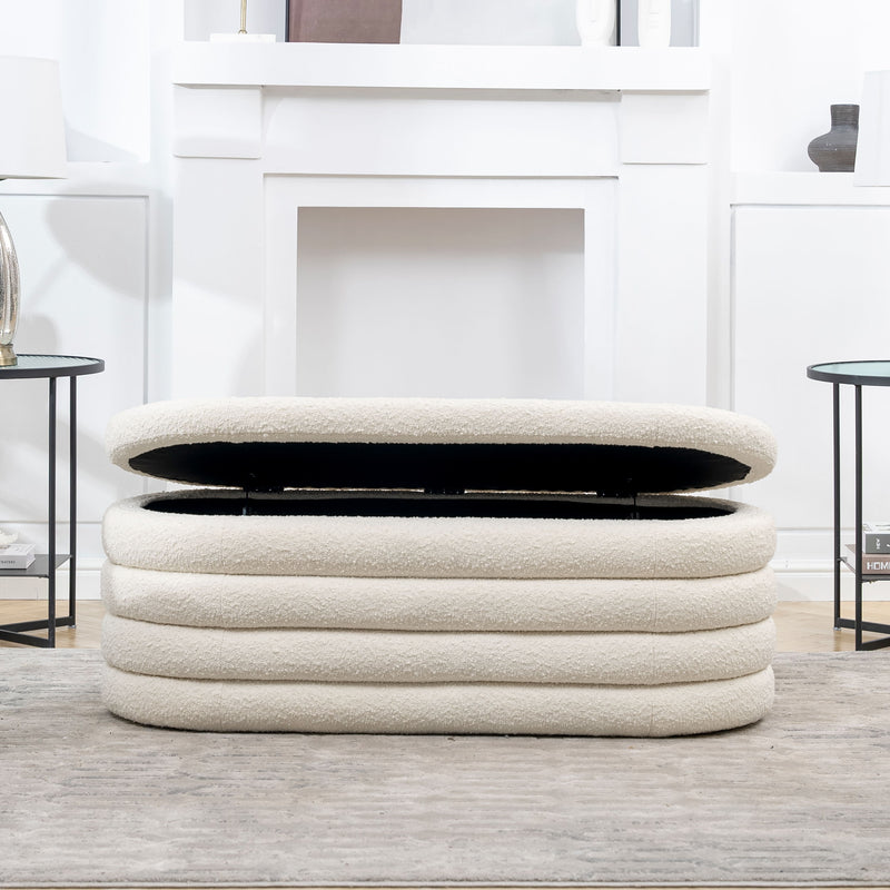 Fuji - Upholstered Oval Storage Bench