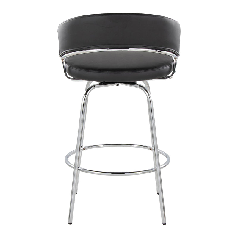 Jie - Fixed Height, Contemporary Counter Stool With Swivel Round Footrest (Set of 2)