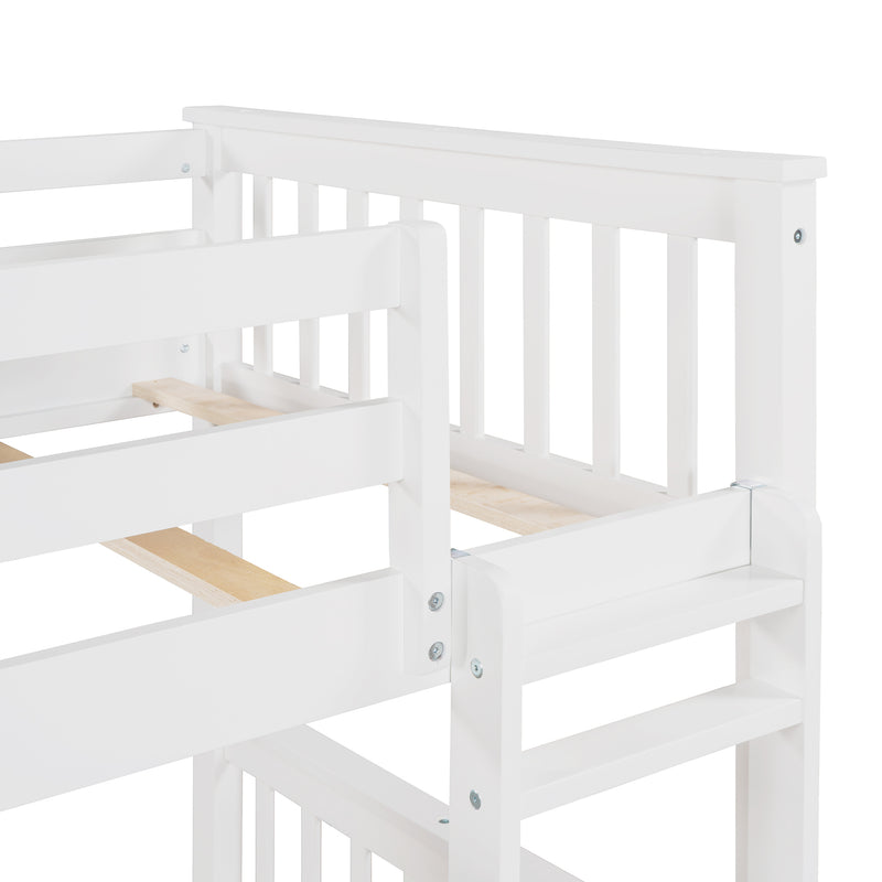 Twin-Over-Twin Bunk Bed with Ladders and Two Storage Drawers (White)(OLD SKU:LT000265AAK)