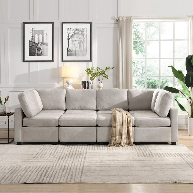 Sectional Sofa Couch Sofa Bed U-Shaped Sofa With Two Movable Ottoman And Three USB Ports For Living Room