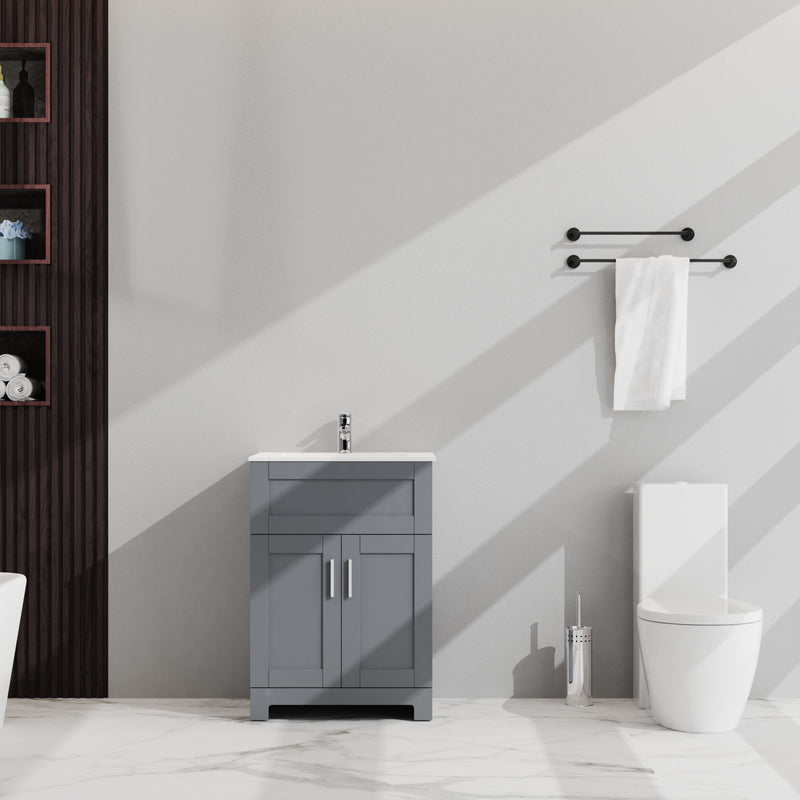 Bathroom Sink Vanity Laundry Utility Cabinet - Gray