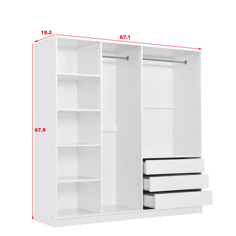 Doorless Storage Wardrobe For Dedroom With Shelves And 3 Drawers