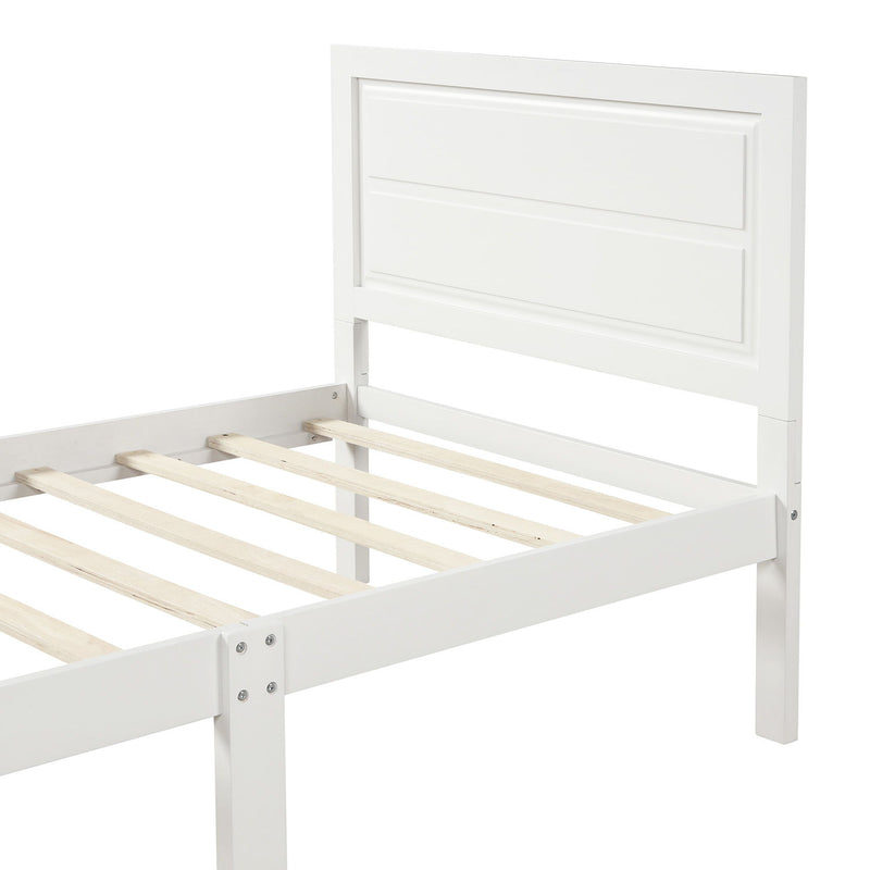 Twin Platform Bed Frame Mattress Foundation With Headboard And Wood Slat Support