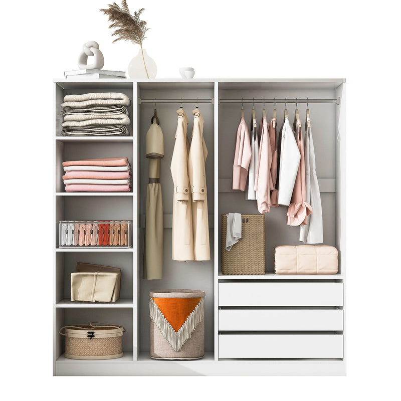 Doorless Storage Wardrobe For Dedroom With Shelves And 3 Drawers