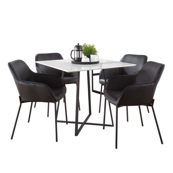 Cosmo Daniella - 5 Piece Contemporary Square Dining Set - Black / White