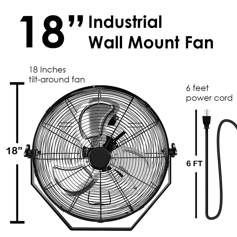 High Velocity 3 Speed Air Circulator Metal Wall Mount Fan