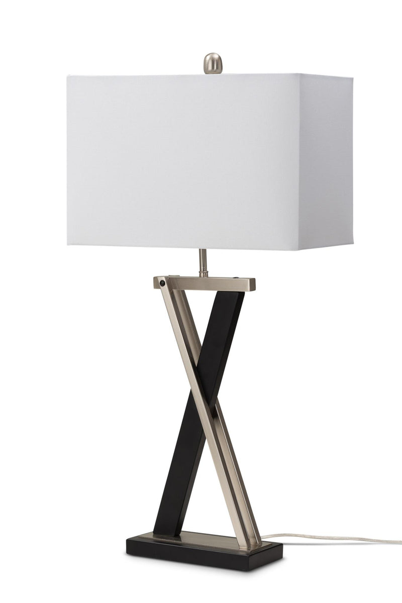 X Shape Black/Silver Metal Table Lamp