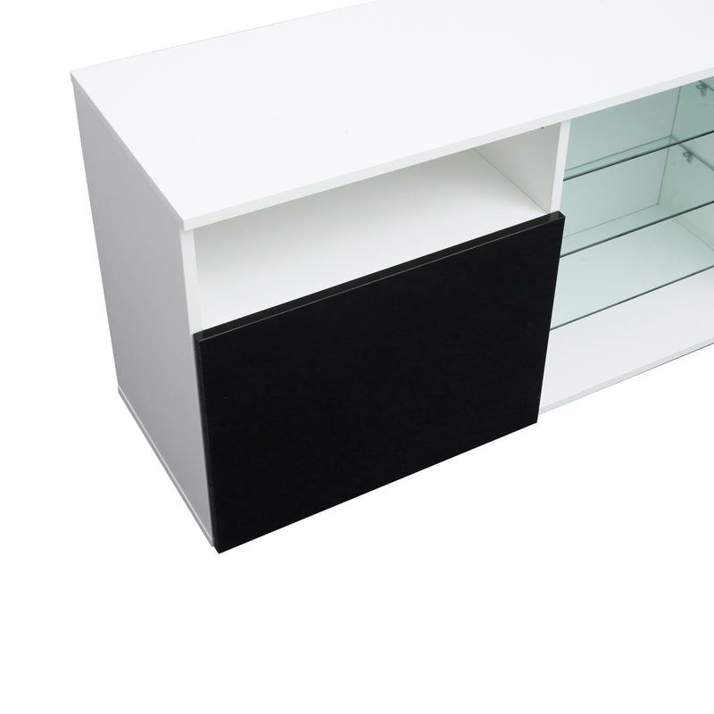 TV Stand High Gloss Doors Modern TV Stand LED(White/Black)