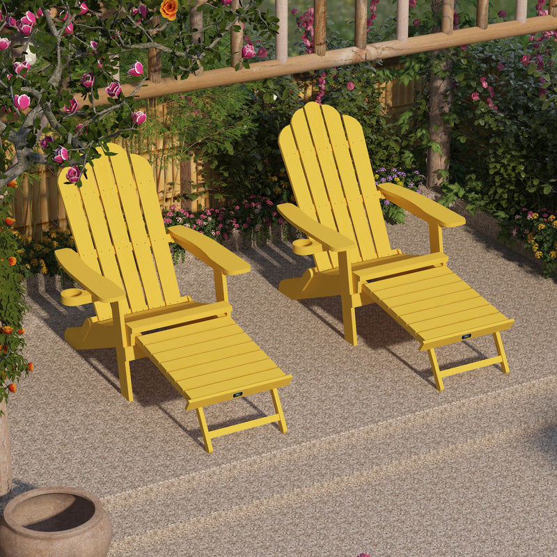 TALE Folding Adirondack Chair with Pullout Ottoman with Cup Holder, Oversized, Poly Lumber,  for Patio Deck Garden, Backyard Furniture, Easy to Install,YELLOW. Banned from selling on Amazon