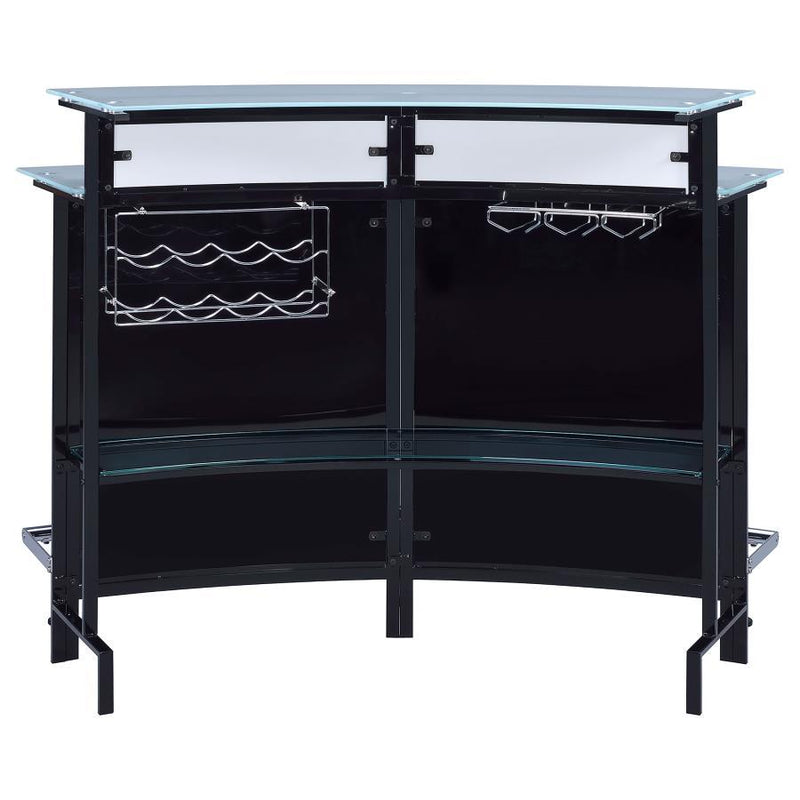 Keystone - Curved Glass Top Home Bar Wine Cabinet - Black - Atlantic Fine Furniture Inc