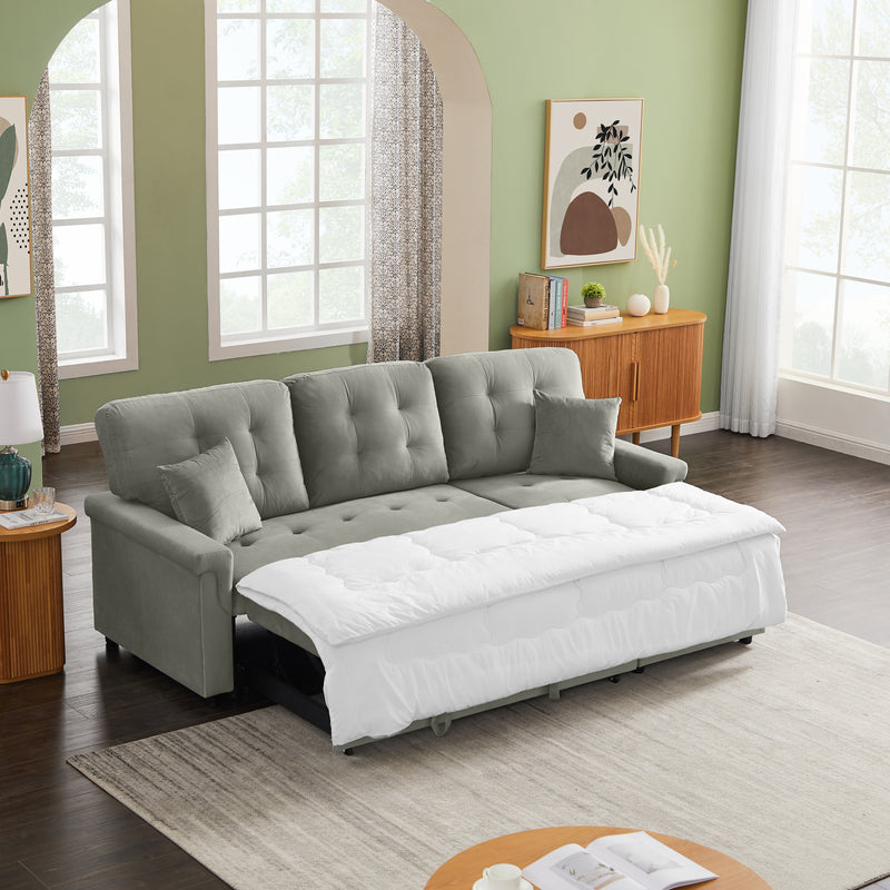 Velvet Reversible Sectional Sofa with Pull Out sleeper, L-Shaped Couch Chaise with Storage For Living Room & Apartment